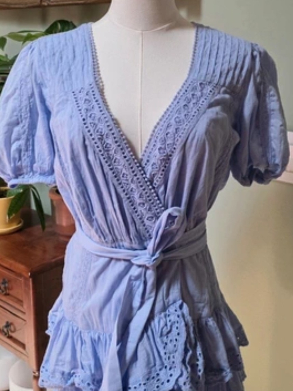 Tularosa Lavender Eyelet Wrap Mini Dress - Picture 4 of 8